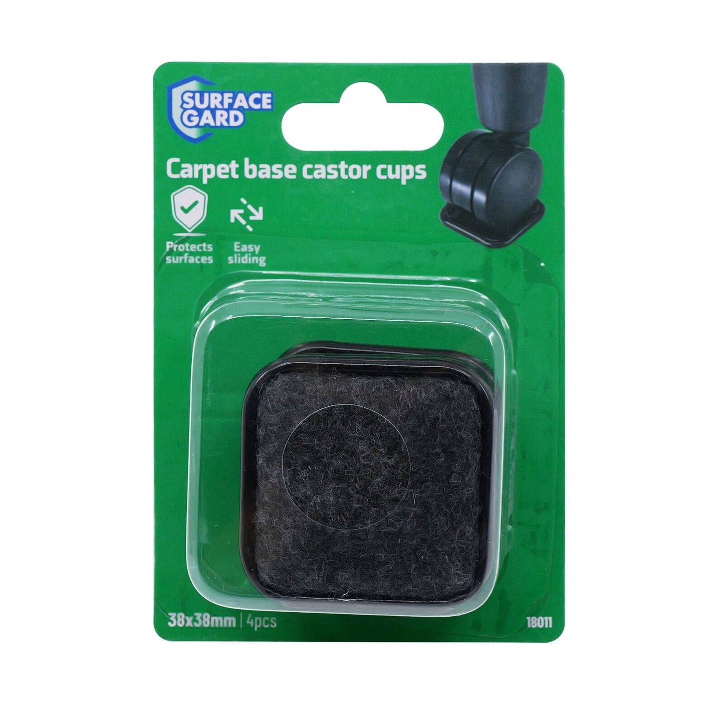 Surface Gard Square Carpet Castor Cup - 38 x 38mm - 4 Pack