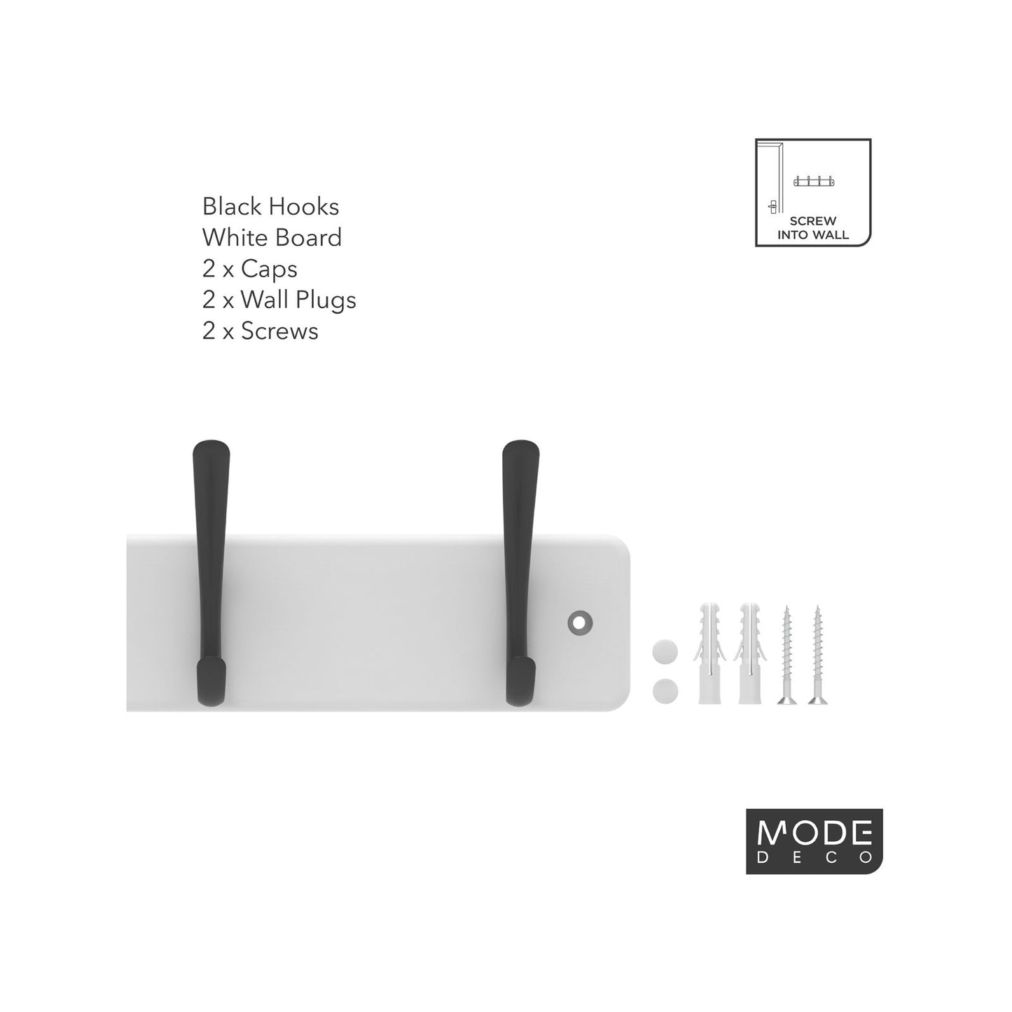 Mode Hat and Coat Rack - 4 Hooks - 450mm