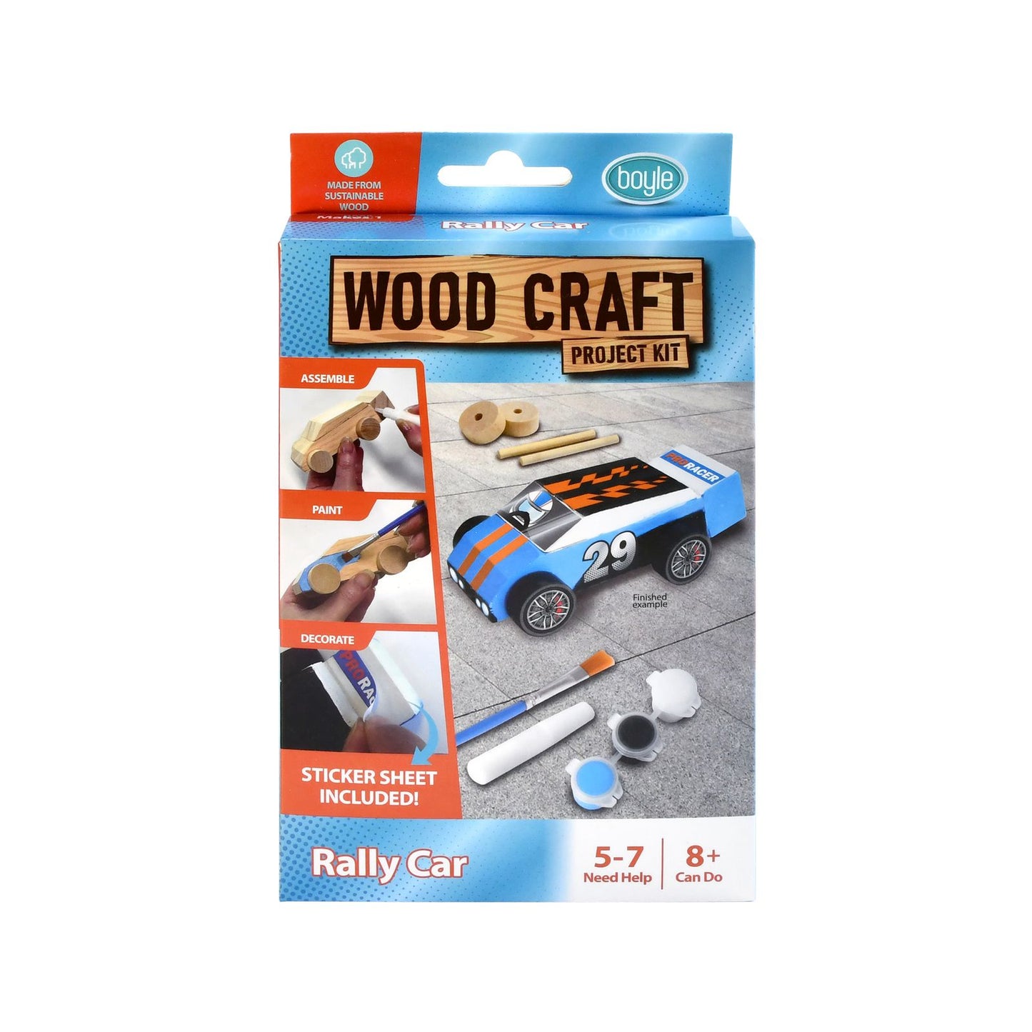 Boyle Wood Craft Project Kit Rally Car - 117 x 63 x 35mm