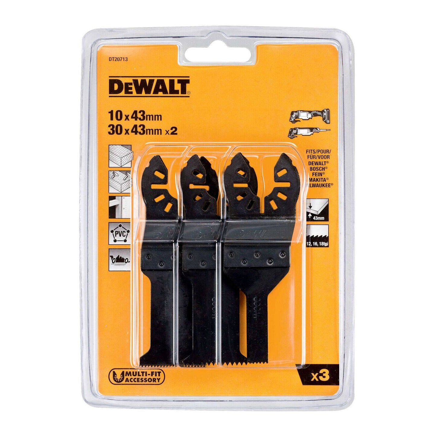 DEWALT Oscillating Multi Tool Cutting Saw Blade Set - 3pc - 120 x 25mm