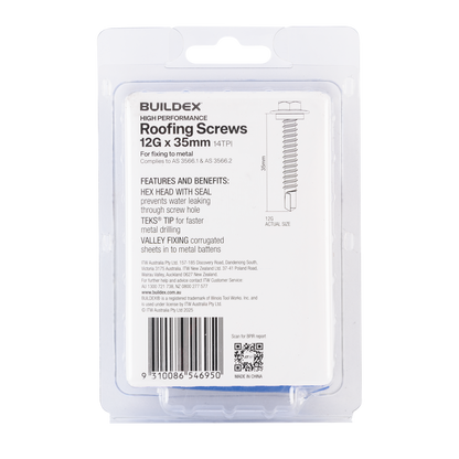 Buildex Roofing Teks Screws - 12g x 35mm - 50 Pack