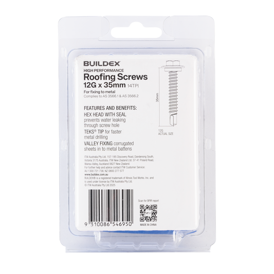 Buildex Roofing Teks Screws - 12g x 35mm - 50 Pack