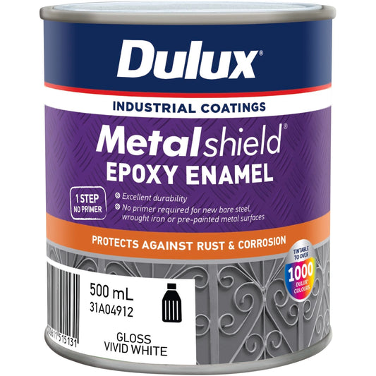 Dulux Metalshield Epoxy Enamel Gloss Paint - 500ml - Vivid White