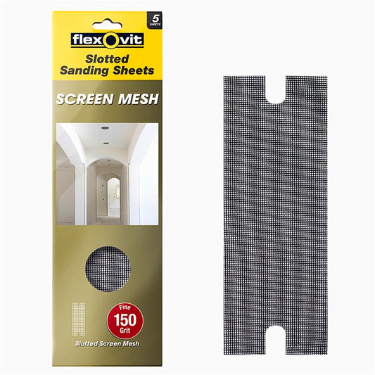 Flexovit Plaster Slotted Mesh Sheet - 108x372mm - 150 Grit - 5 Pack