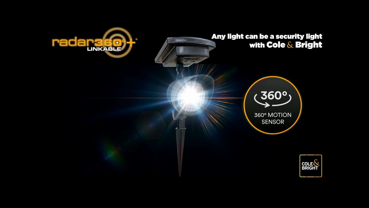 Cole Bright Solar Radar 360 Linkable Bauer Post Light - 100lm - 170 x 450mm
