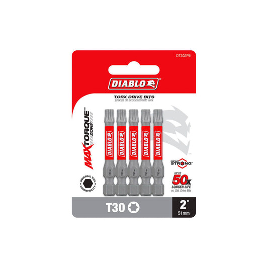 Diablo Power Bit T30 - 2" - 5 Pack