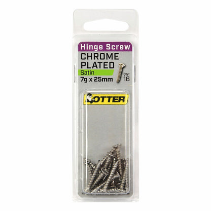 Otter Satin Chrome Hinge Screws - 7 x 25mm - 16 Pack