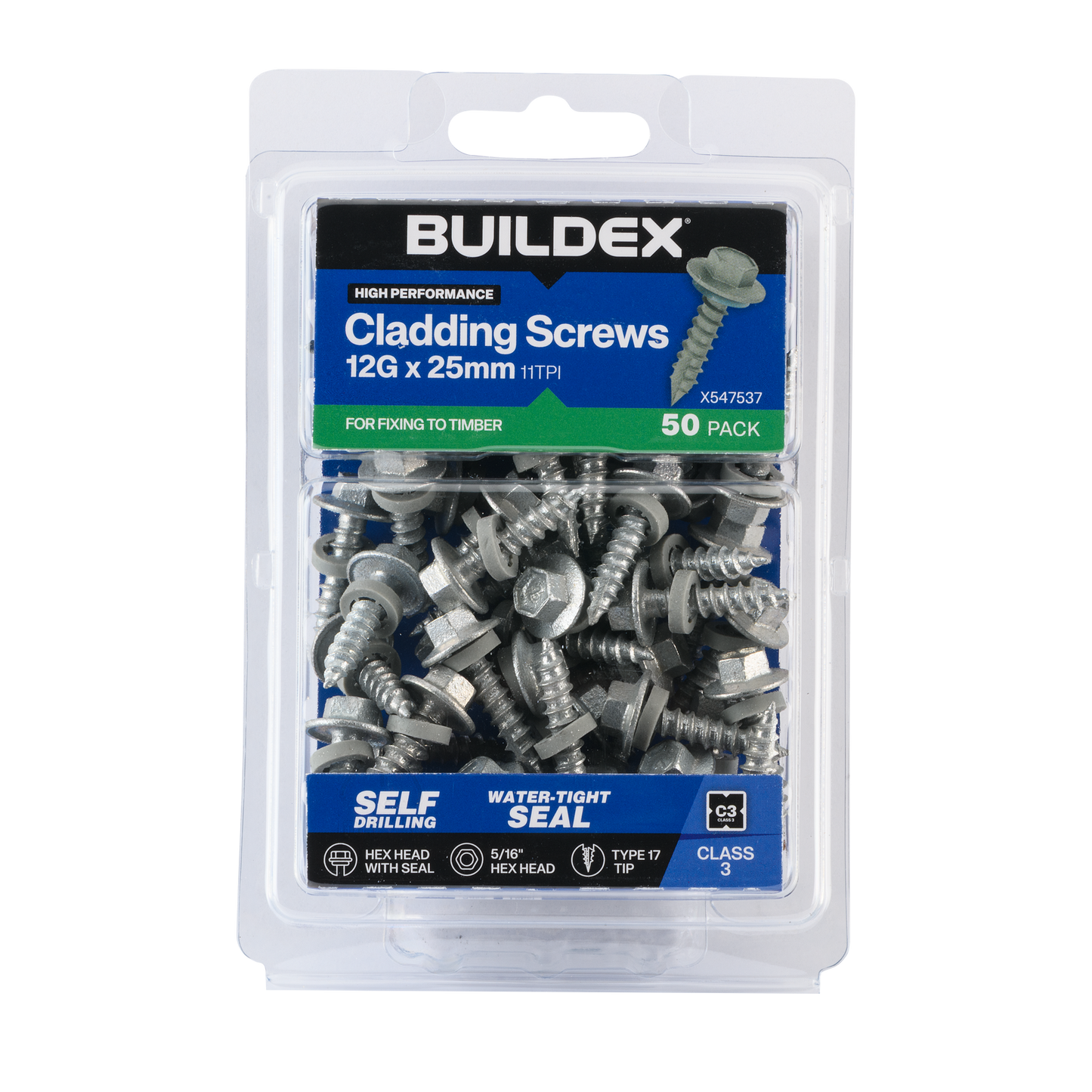 Buildex Cladding Screws - 12g x 25mm - 50 Pack