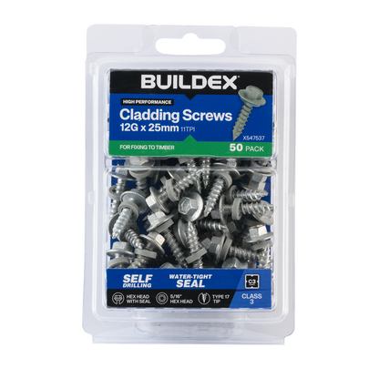 Buildex Cladding Screws - 12g x 25mm - 50 Pack