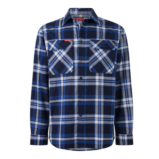 Hard Yakka Blue Check Long Sleeve Flannel Shirt - 2XL