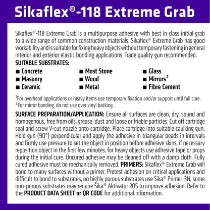 Sika Sikaflex 118 Extreme Grab Adhesive - 290ml - White