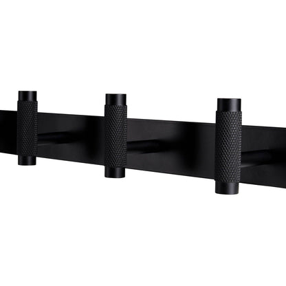 Adoored 4 Hook Black Knurled Hook Rack 400mm