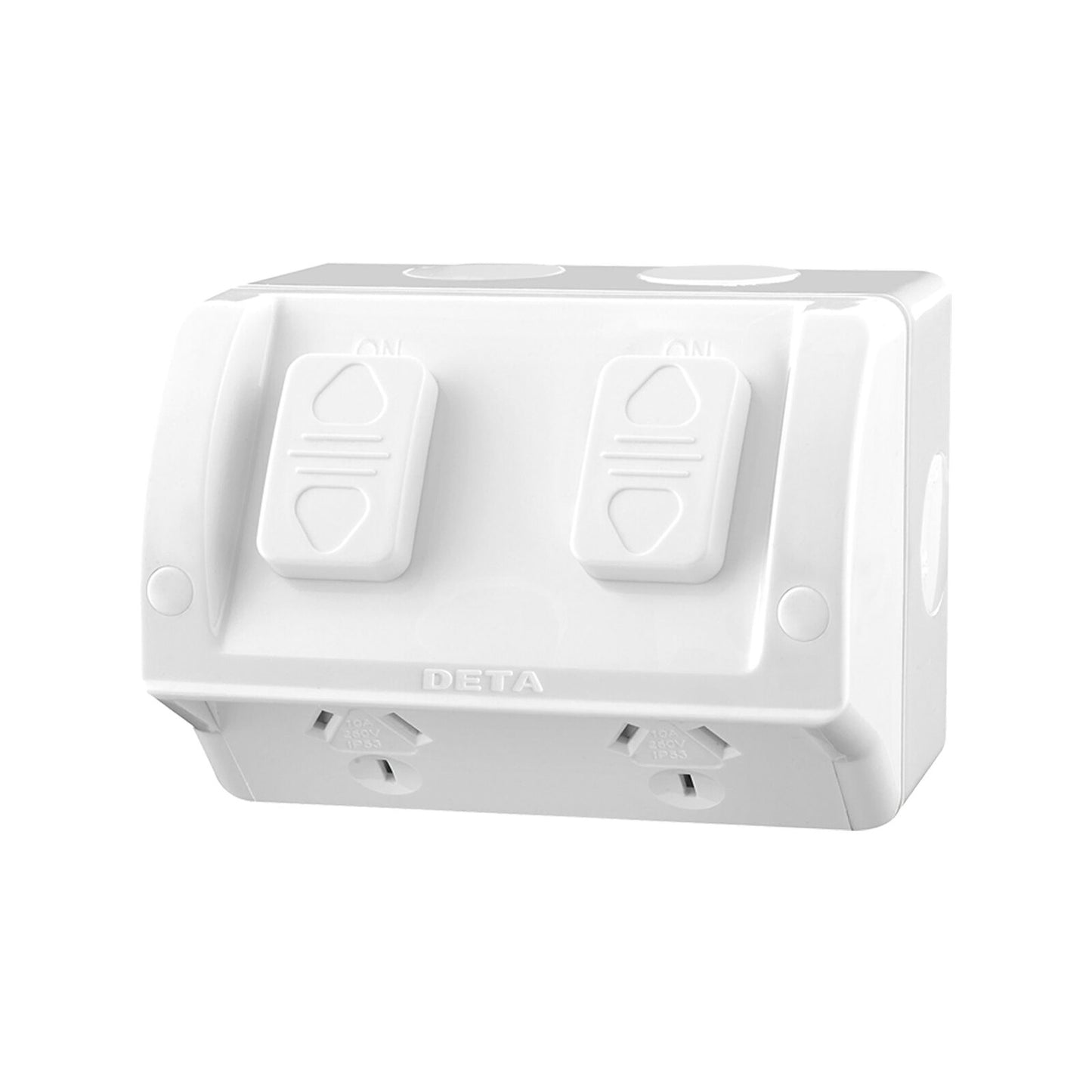 Deta Rhodium Plated Outdoor Double Outlet Powerpoint - 250V - 10 Amp