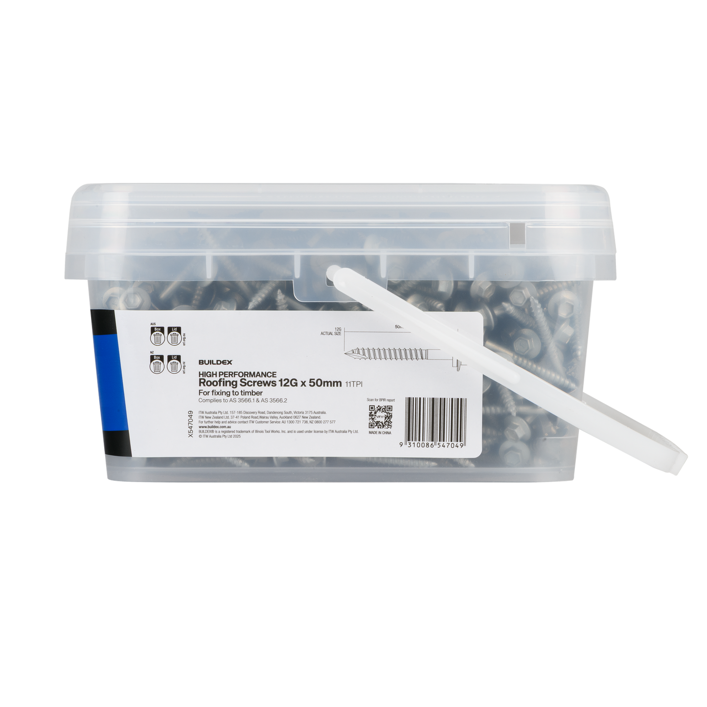 Buildex Roofing Screws - 12g x 50mm - Class 3 - 1000 Pack