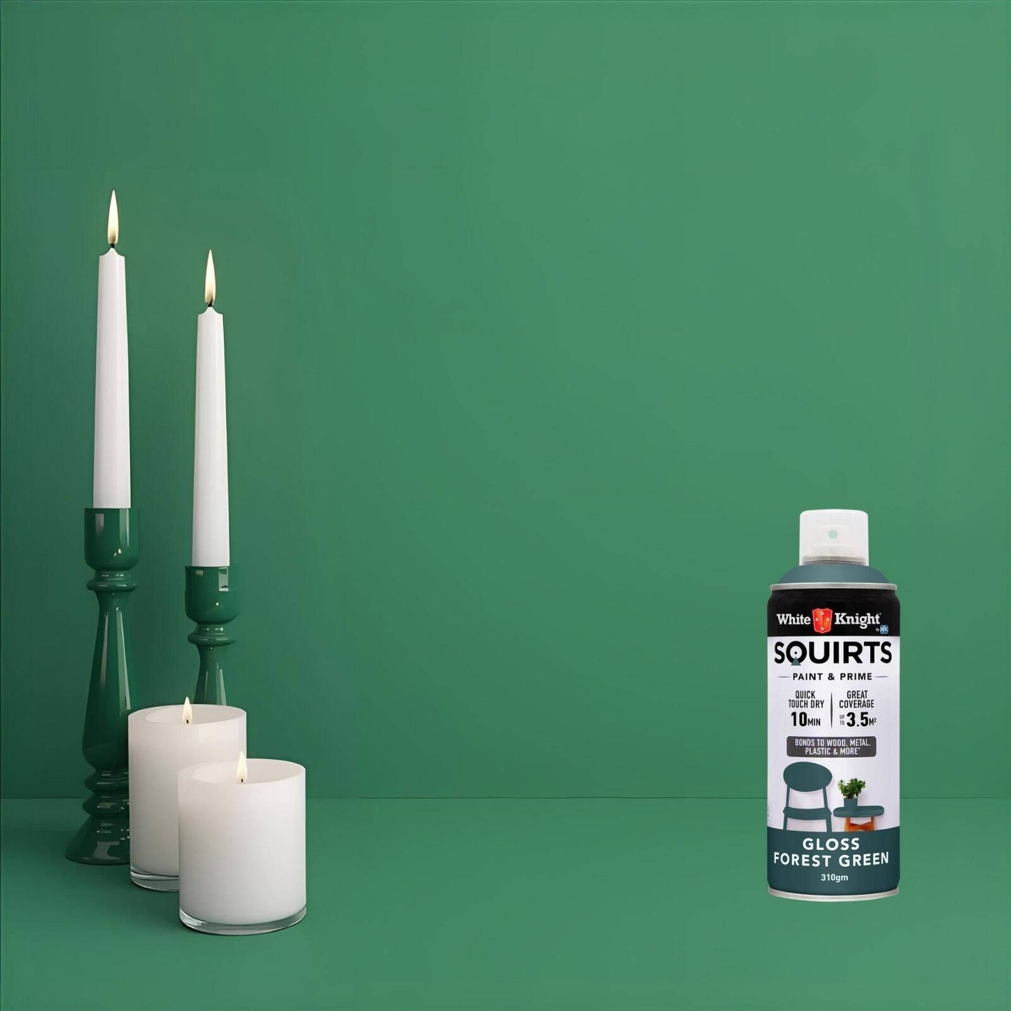 White Knight Squirts Forest Green Gloss Spray Paint - 310g