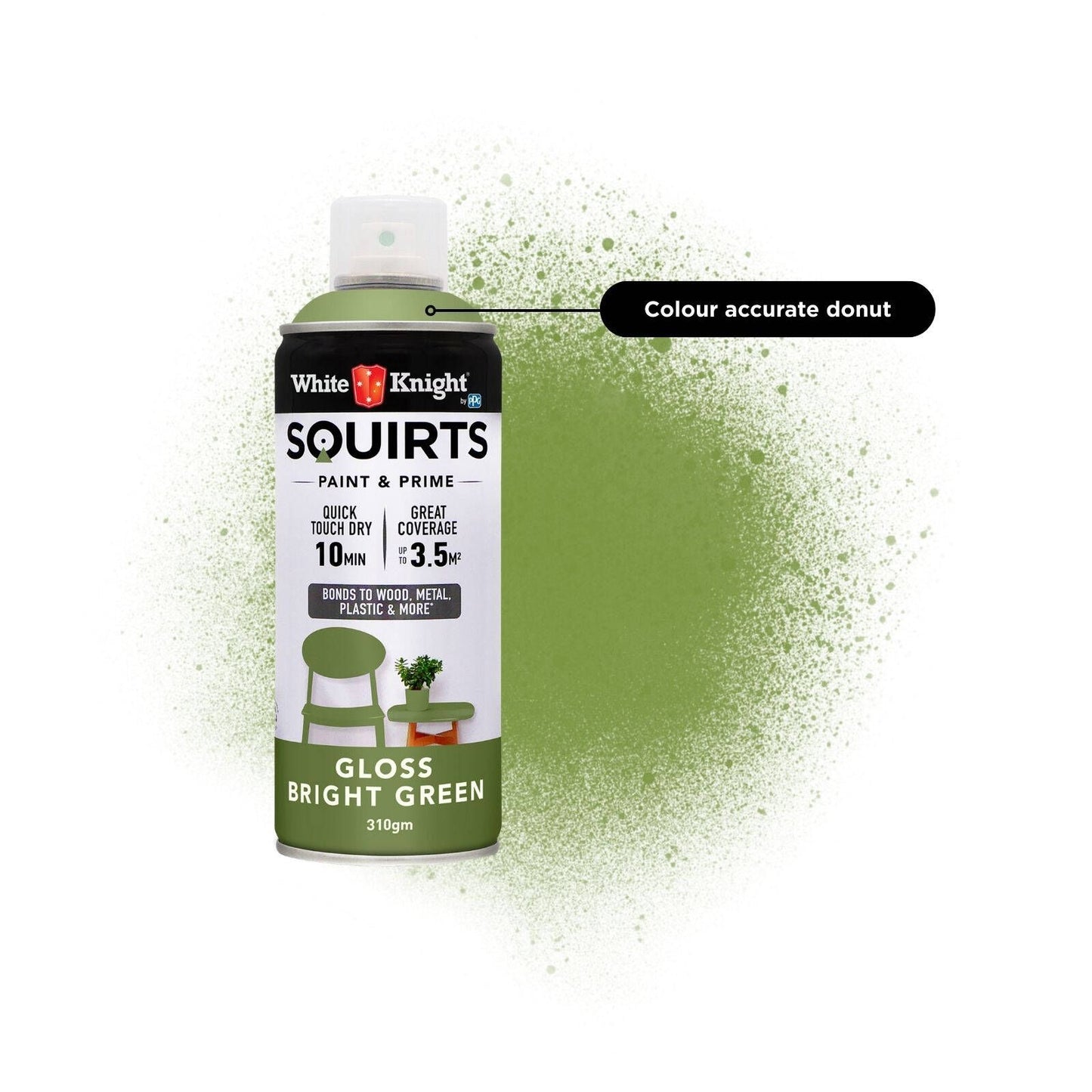 White Knight Squirts Spray Paint - 310g - Bright Green