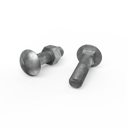 Zenith M16 x 65mm - Hot Dip Galvanised Cup Head Bolts & Nuts - 12 Pack