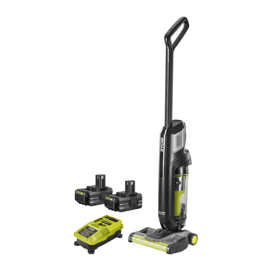 Ryobi ONE+ HP Brushless Upright Vacuum Kit - 2 x 4.0Ah - 1L - Black