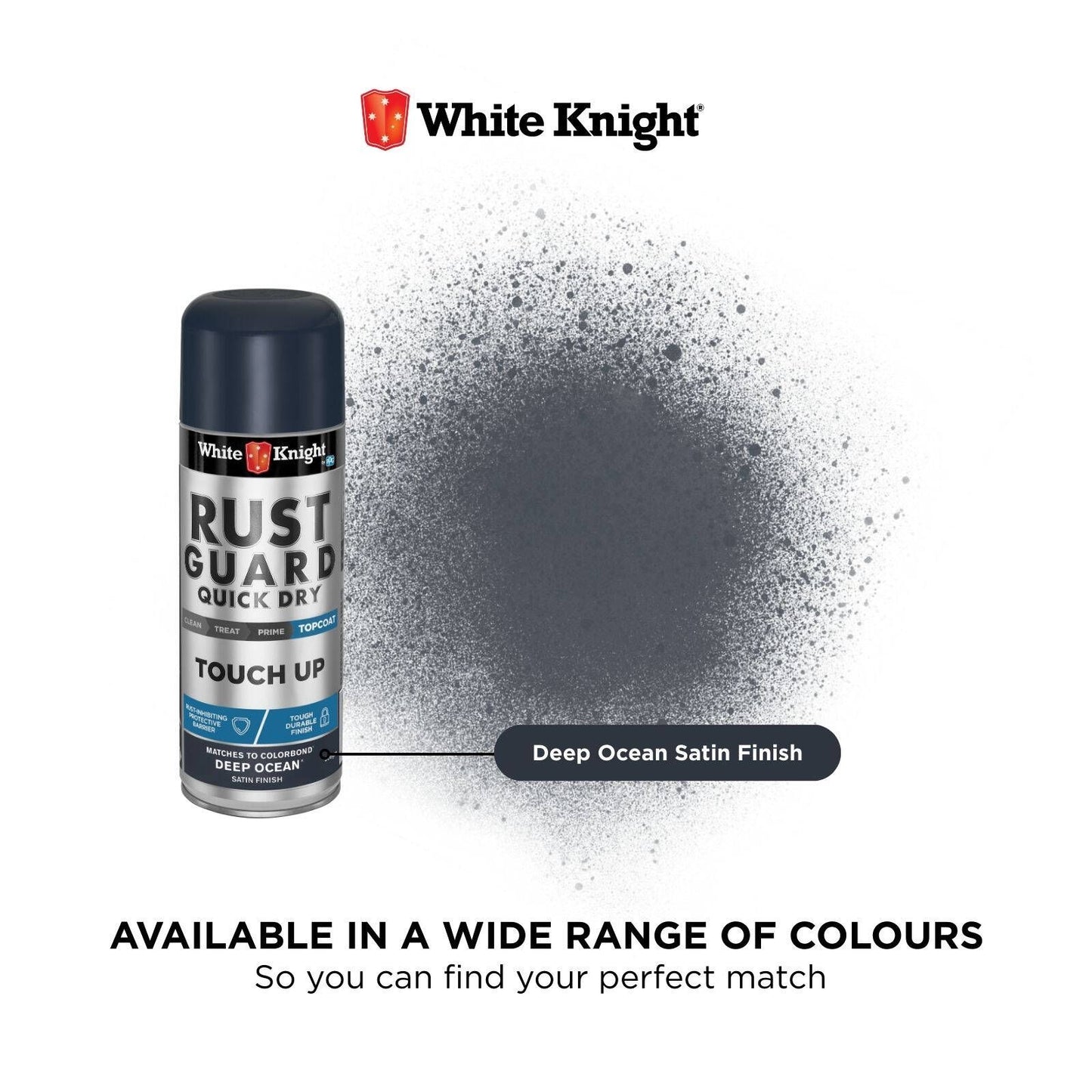 White Knight Rust Guard Deep Ocean Satin Touch Up Spray Paint - 300g