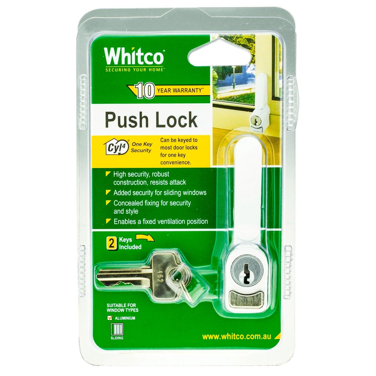 Whitco Sliding Window Push Lock - 13 x 81mm - White