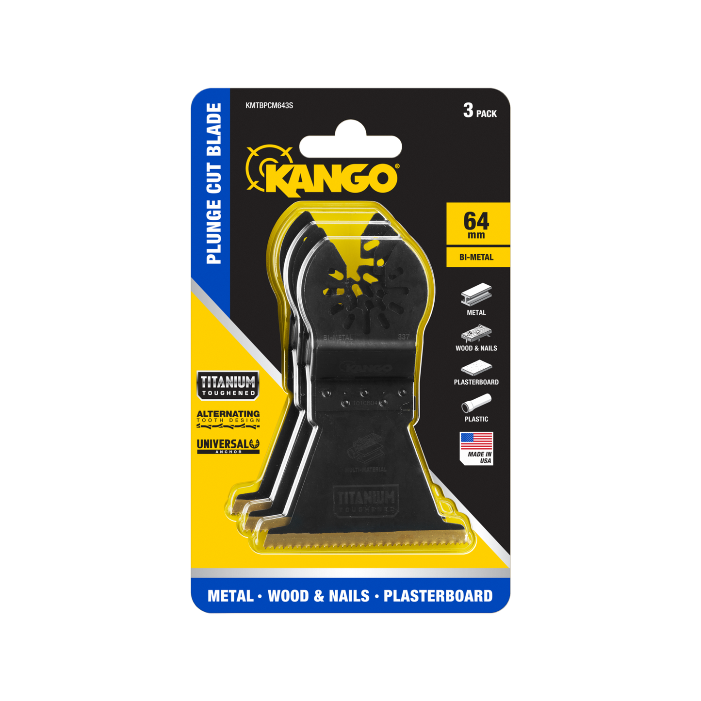 Kango Bi-Metal Plunge Cut Multi Tool Blade - 64mm - 3 Pack