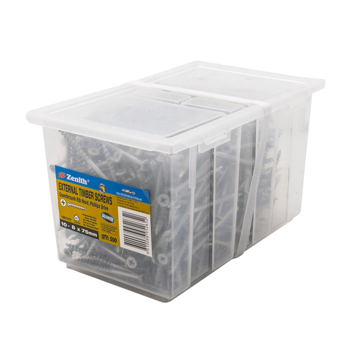 Zenith Countersunk Timber Screws - 8 x 75mm - Galvanised - 500 Pack