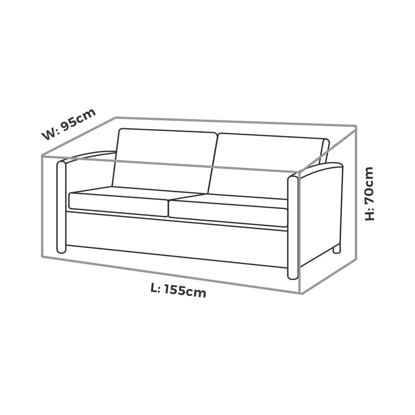 Mojo Small 2 Seat Lounge Cover - 1550 x 700 x 950mm