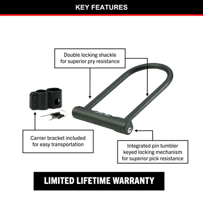 Master Lock Bike Lock - 200mm x 100mm x 12mm - Hardened Steel - Weather Resistant
