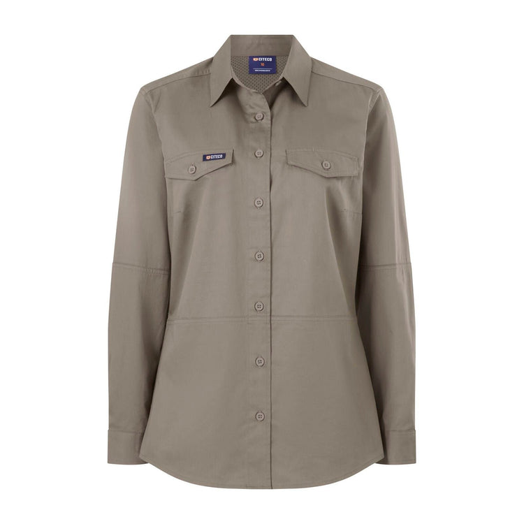 Citeco Women S Khaki Long Sleeve Shirt Size 8