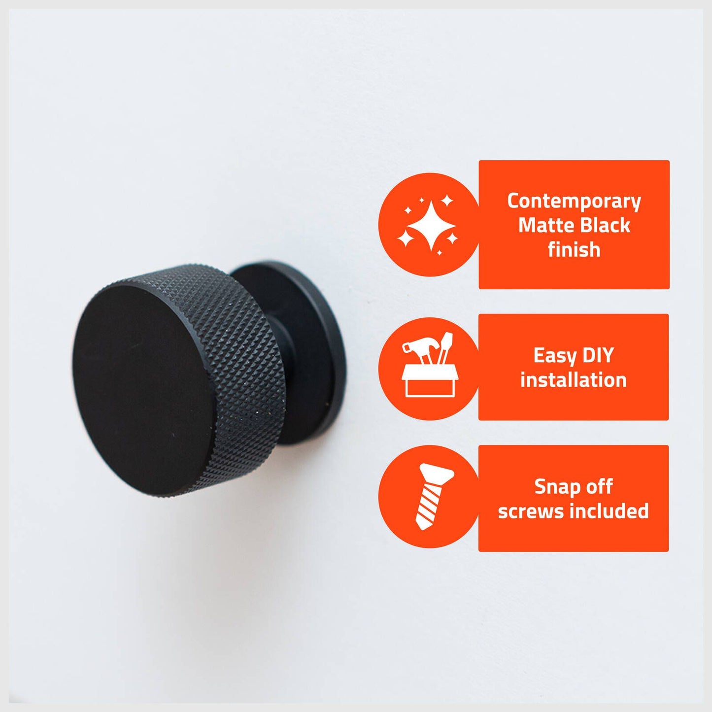 Taskmaster Knurled Cabinet Knob - 32mm - Matte Black