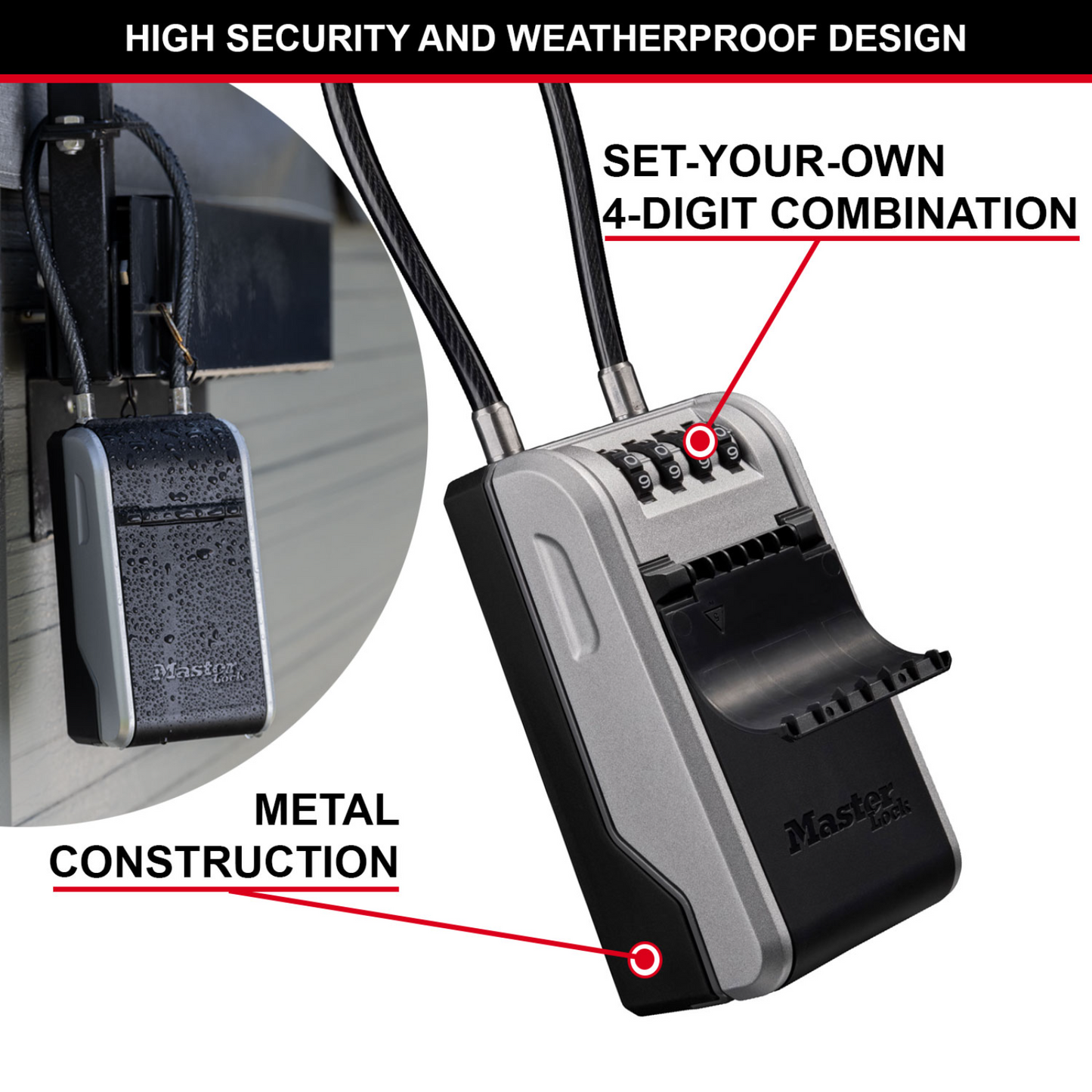 Master Lock Cable Key Safe - 10 Keys - 76 x 283mm