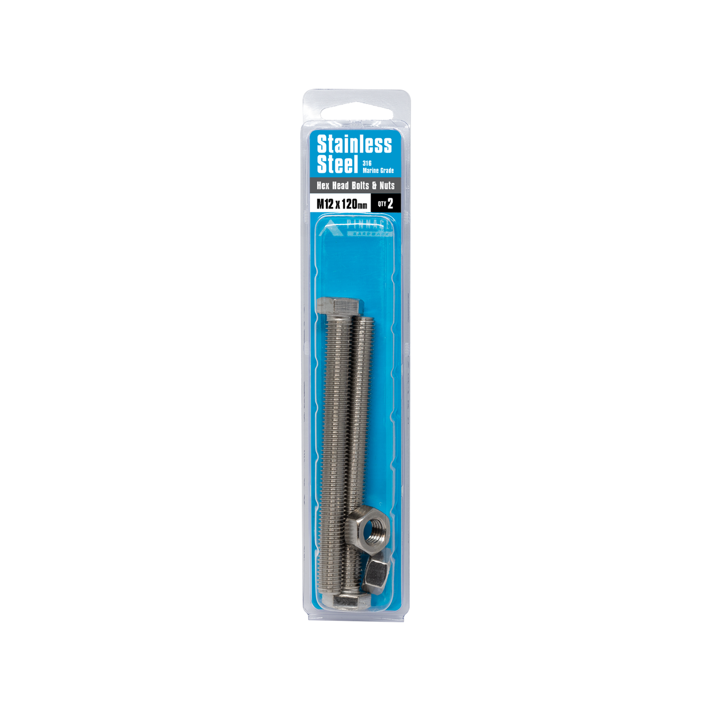 Pinnacle Hex Head Bolts - M12 x 120mm - Stainless Steel - 2 Pack