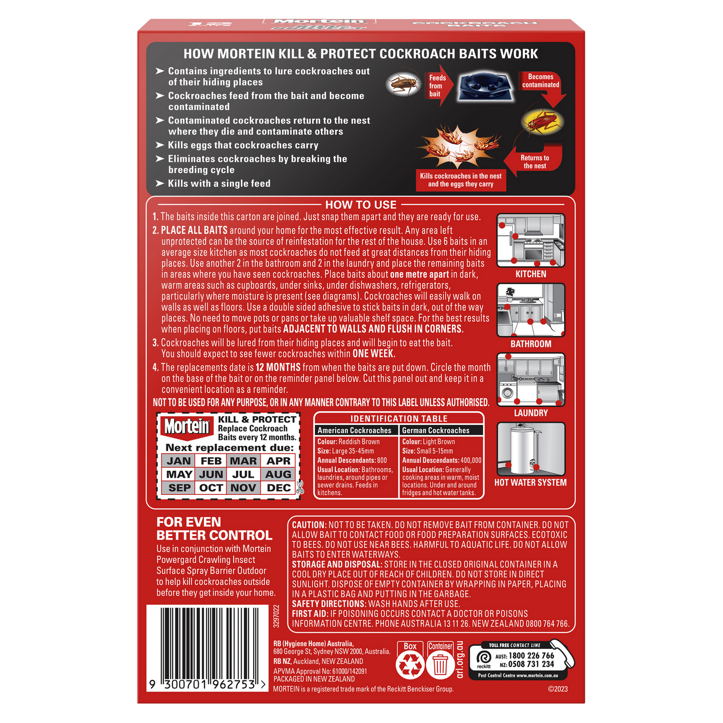 Mortein Kill and Protect Cockroach Baits - 12 Pack