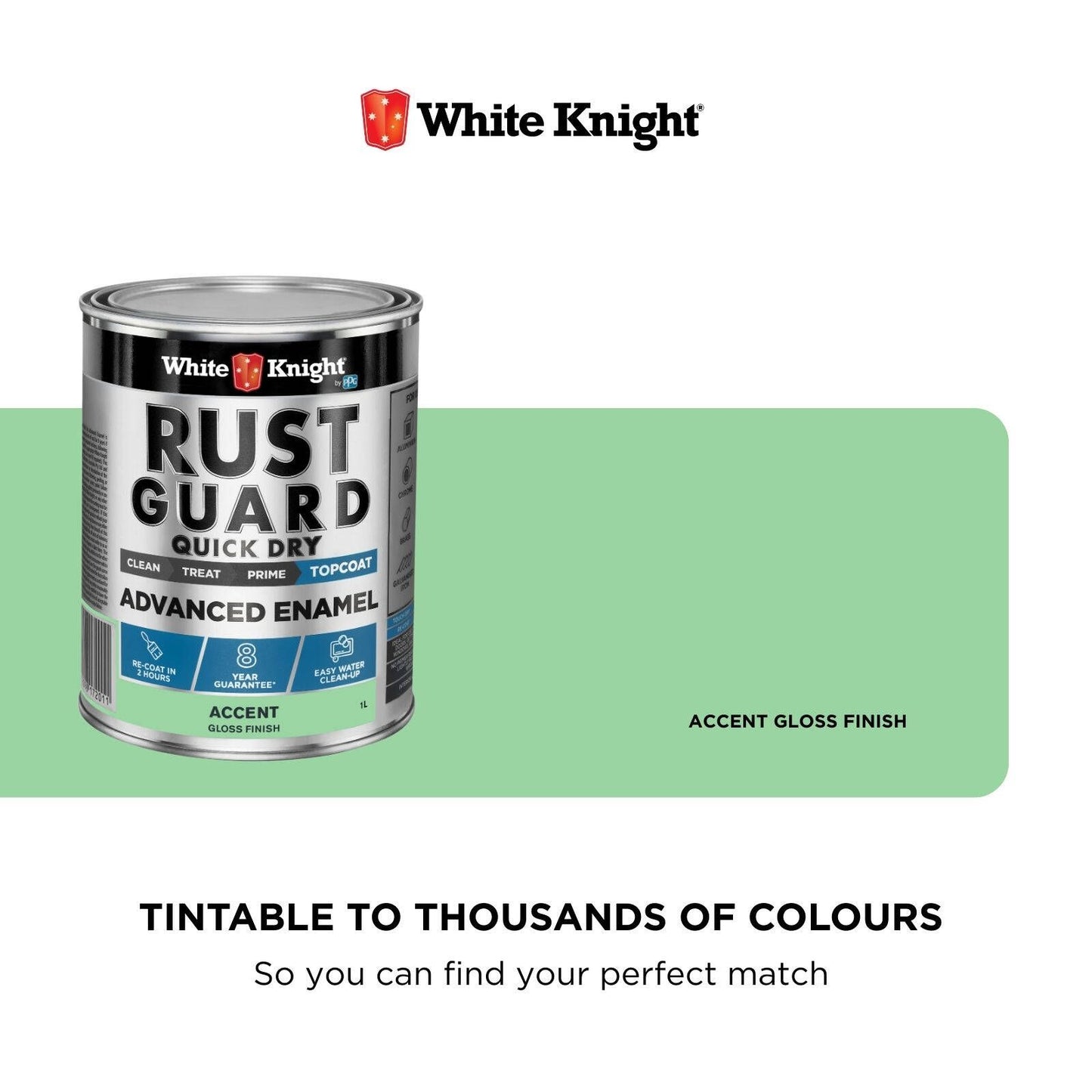 White Knight Rust Guard Accent Gloss Enamel Paint - 1L