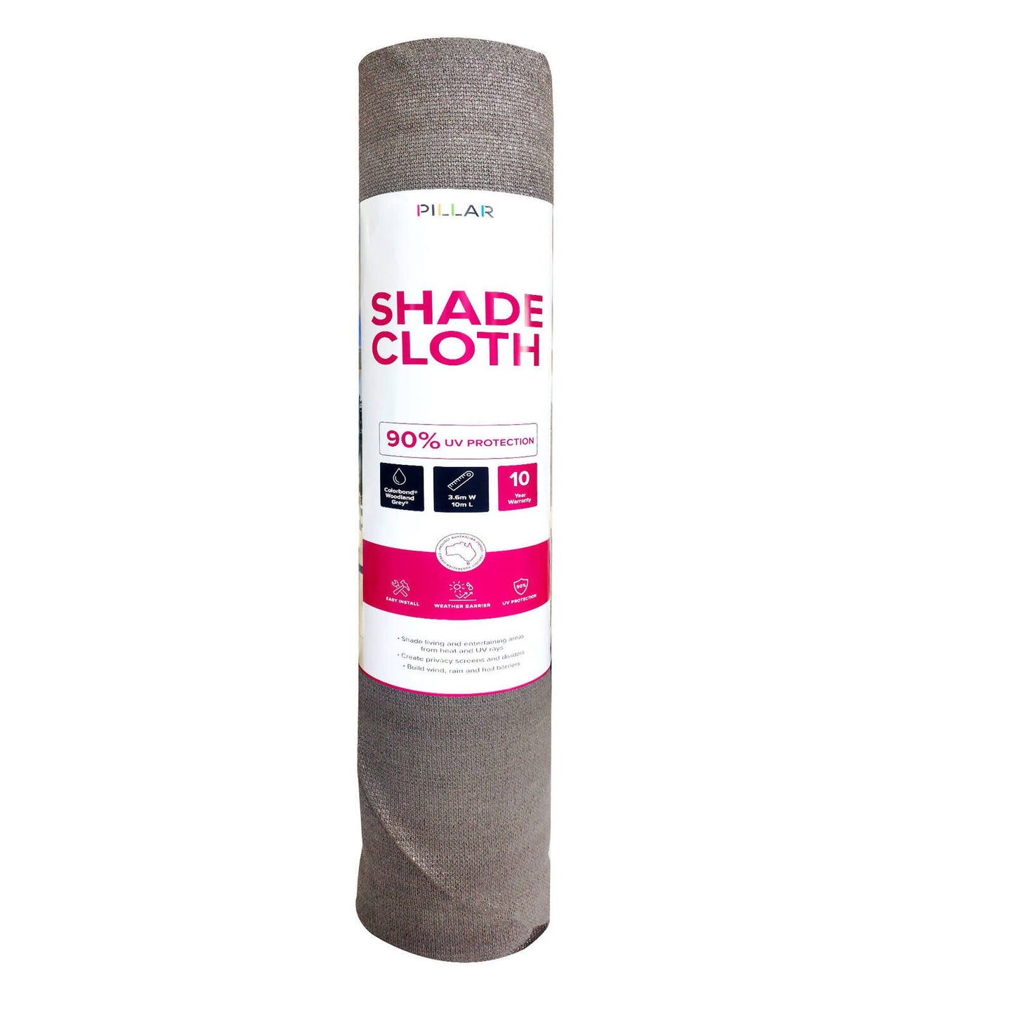 Pillar Shade Cloth - 66 x 10m - Woodland Grey - 90% UV