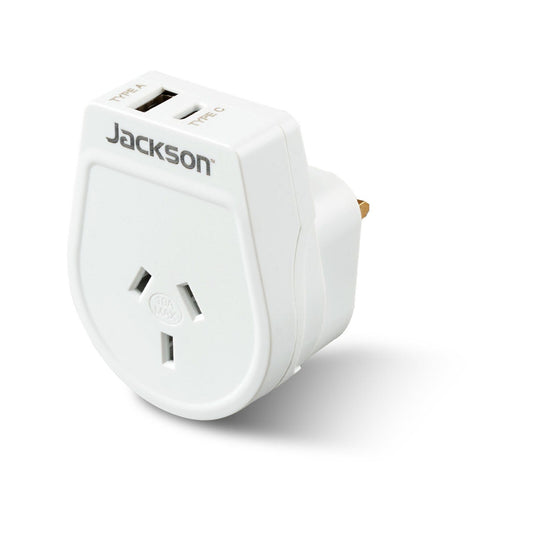 Jackson Outbound Slim USB A & C Travel Adaptor - UK, Hong Kong