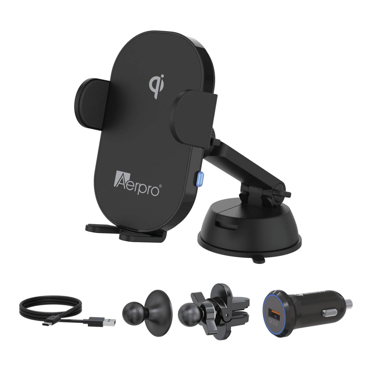 Aerpro Wireless Qi Charging Smartphone Holder Kit - APWCAG1 - 15W - Black