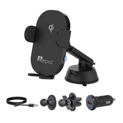 Aerpro Wireless Qi Charging Smartphone Holder Kit - APWCAG1 - 15W - Black