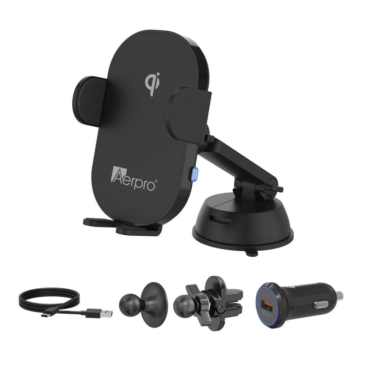 Aerpro Wireless Qi Charging Smartphone Holder Kit - APWCAG1 - 15W - Black
