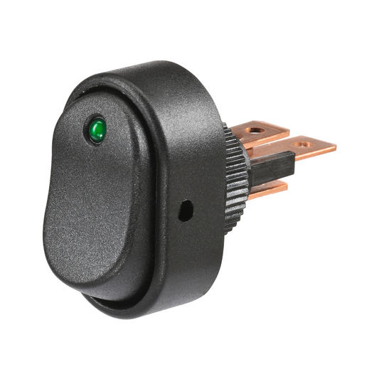 Narva SPST Rocker Switch - 12V 30A - Green LED