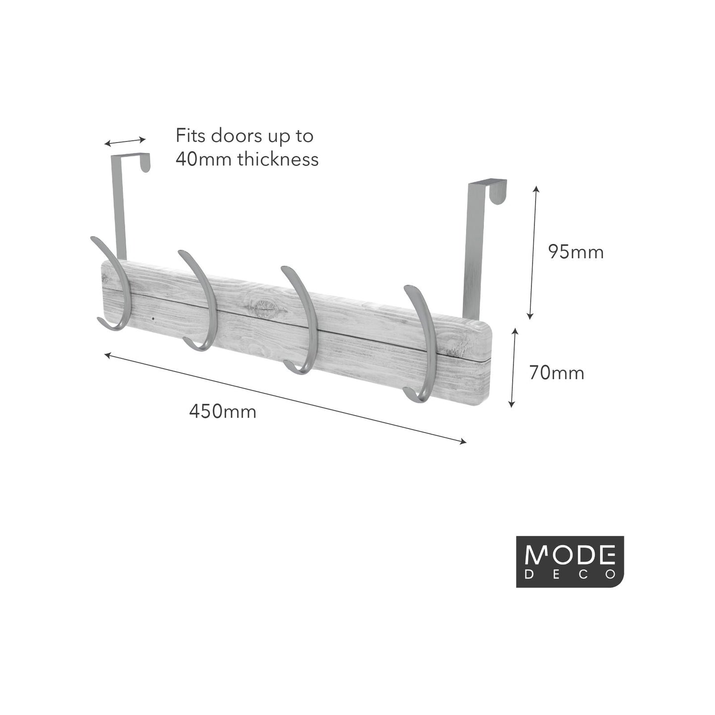 Mode Over Door Hanger - 4 Hooks - 450mm