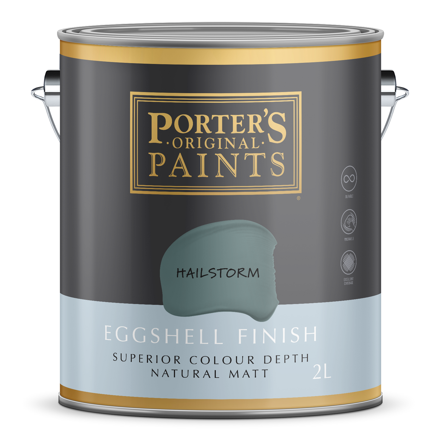 Porter's Washable Paint - 2L - Hailstorm - Eggshell