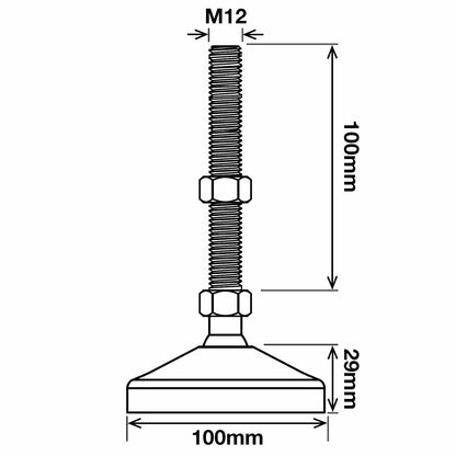 Richmond Bolt Down Levelling Foot - 100mm x M12