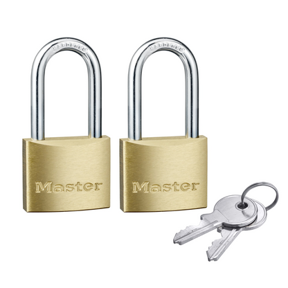 Master Lock Padlock - 40mm - Brass - Dual Locking Levers - 2 Pack