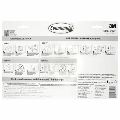 3M Command 28 Hooks Value Pack Damage-Free White Plastic 7100379891