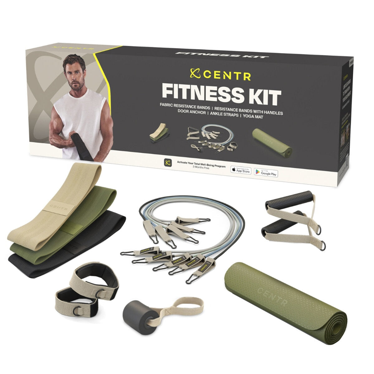 Centr Fitness Kit Cfk Home Resistance Bands & Yoga Mat