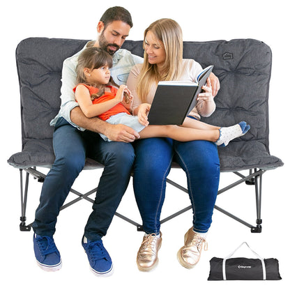 Kingcamp Oversized Padded Double Camping Chair Grey Portable 272kg