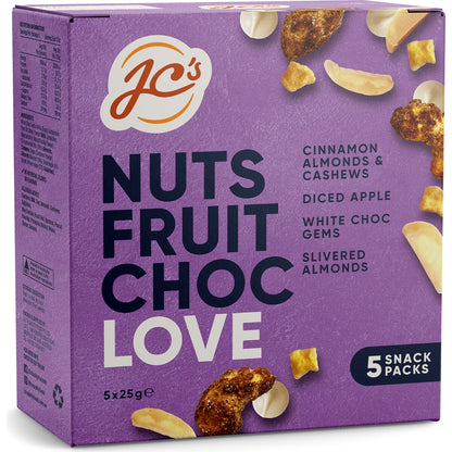Jc's Nuts Fruit Choc Love Cinnamon Almonds & Cashews 25g X 5 Pack