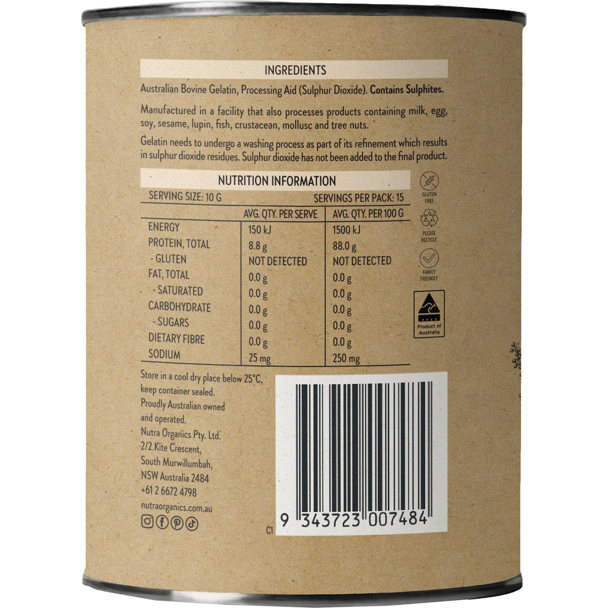 Nutra Naturals Australian Gelatin Powder 150g