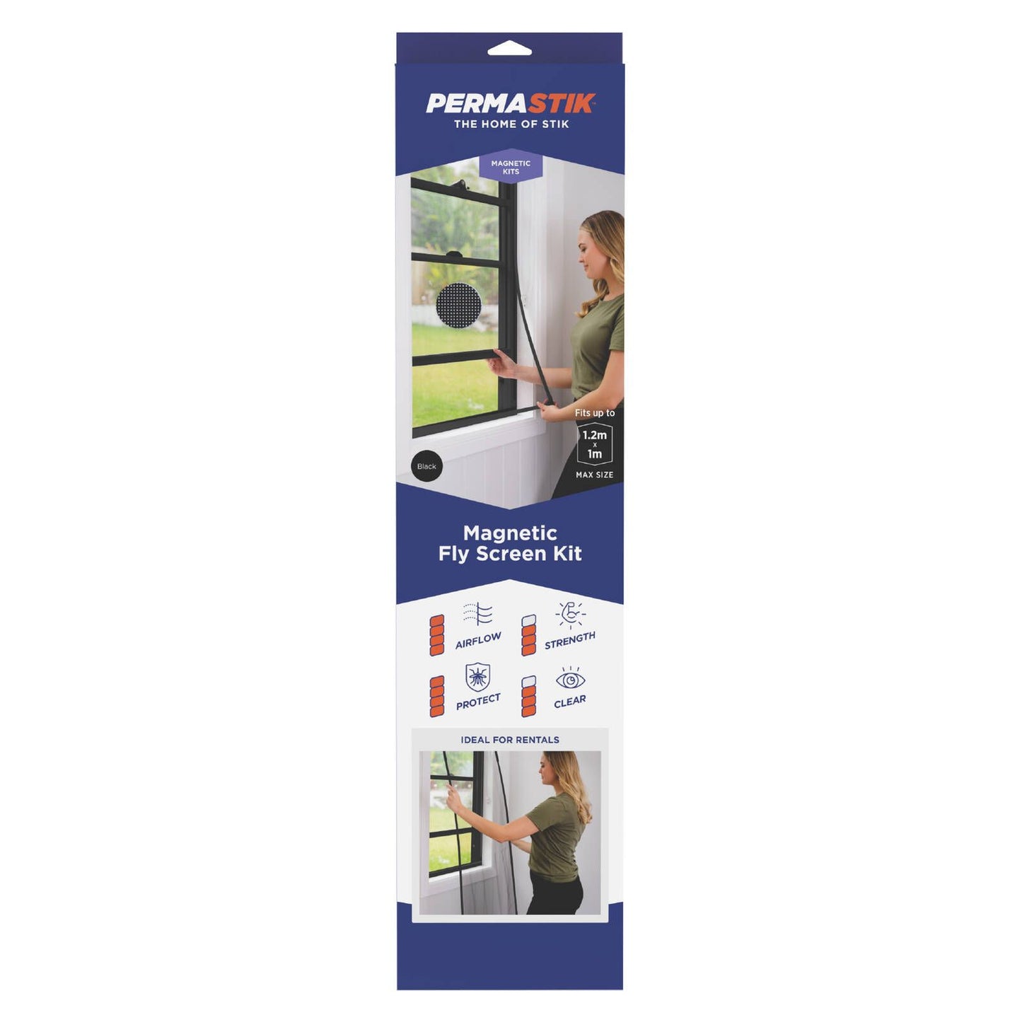 Permastik Magnetic Insect Screen Kit - 1.2 x 1m - Black